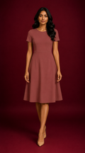 Chestnut Casual One Piece Dress Knee Length for Women