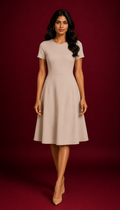 Dark Vanilla Casual One Piece Dress Knee Length for Women