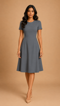 Davy Grey Casual One Piece Dress Knee Length for Women