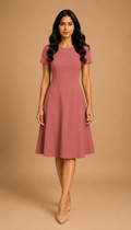 Deep Chestnut Casual One Piece Dress Knee Length for Women