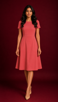 English Vermillion Casual One Piece Dress Knee Length for Women