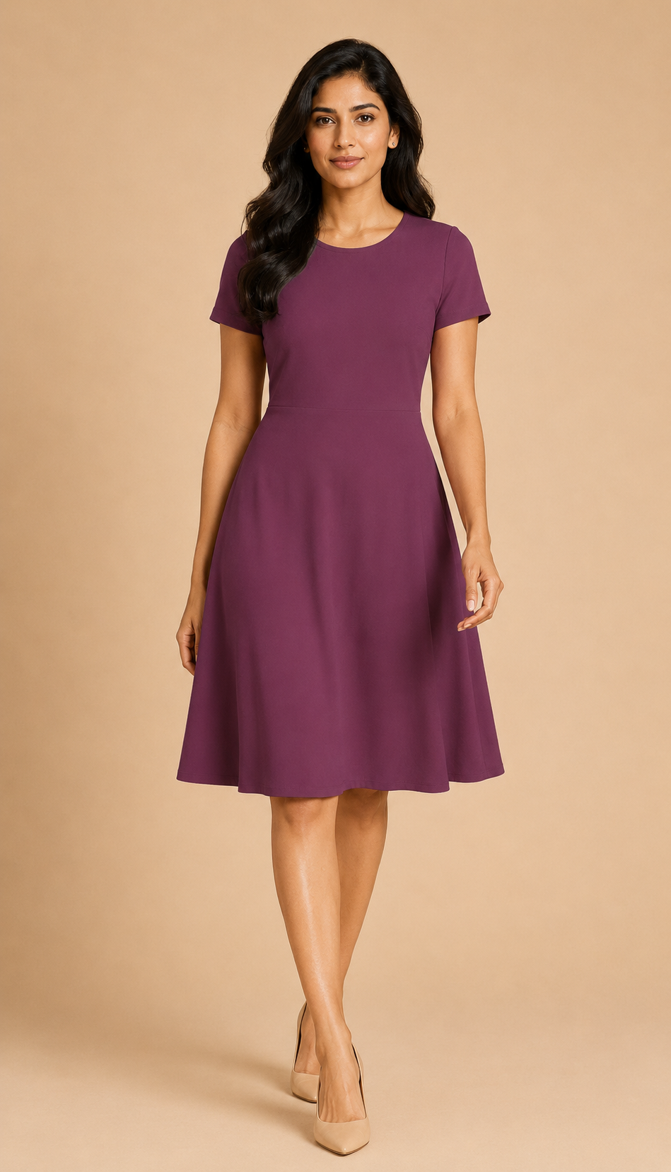 Puce Red Color A line Dress for Women