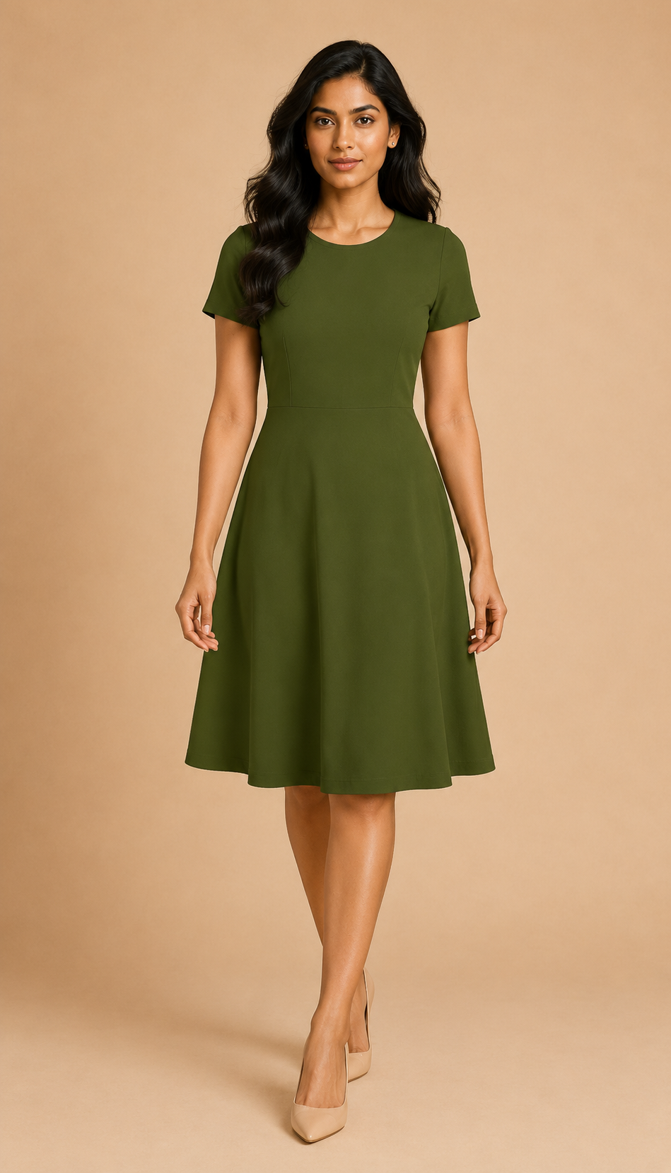 Pullman Green Color A Line Color Dress