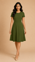 Pullman Green Color A Line Color Dress