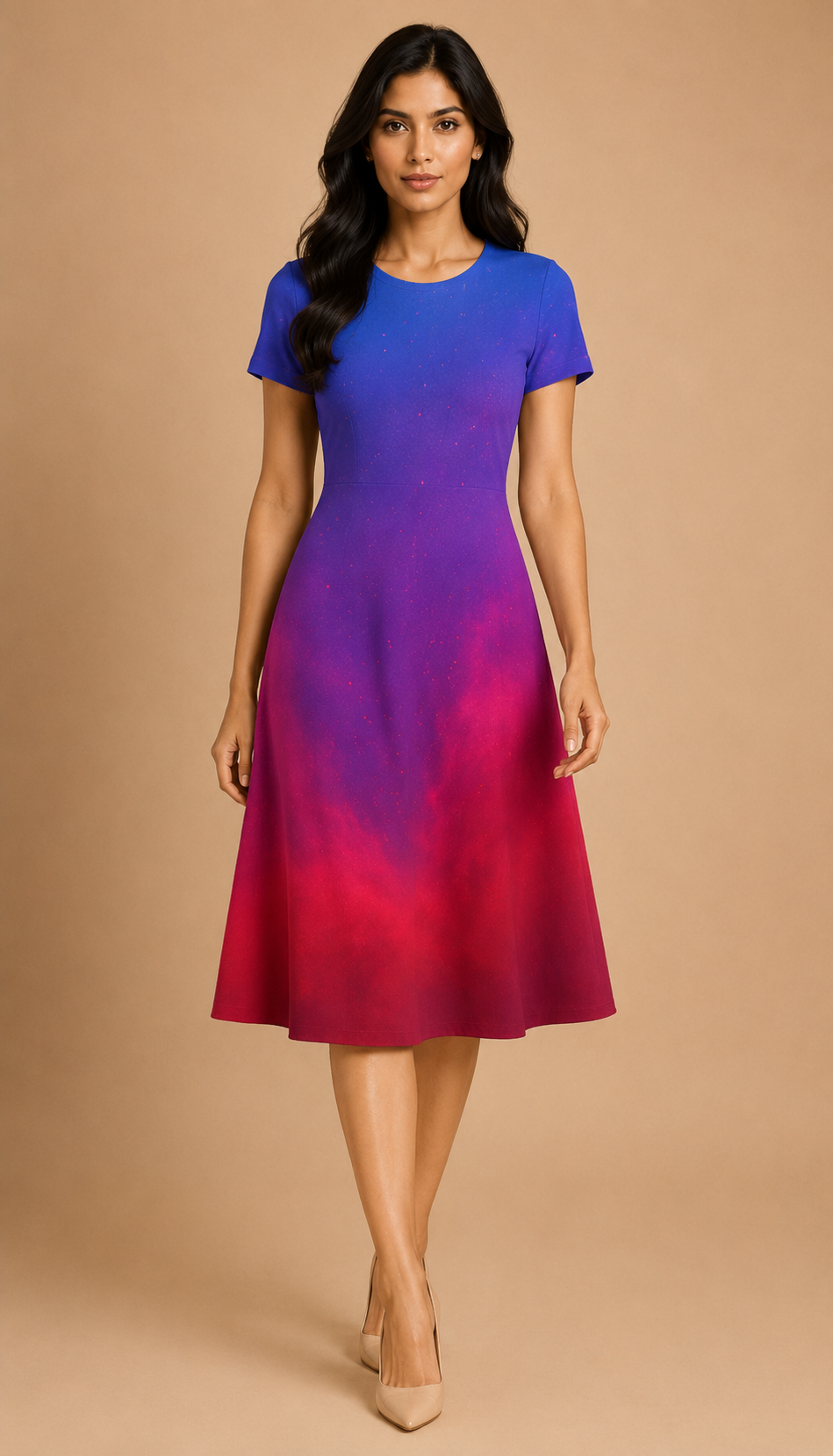 Smoked Blue Red Dress For Women
