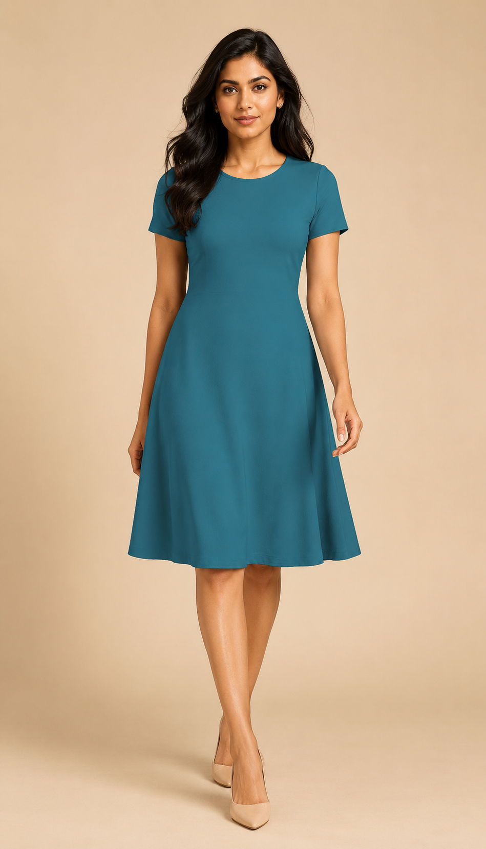 Metallic Blue Color A line Dress for Women