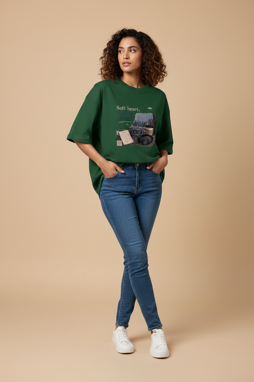 Snuggle Spot Soft Heart Stormy Playlist Lighter Shade Unisex Oversized T-shirt