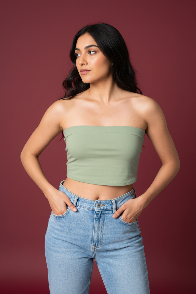 Snuggle Spot Bone White Women’s Tube Top | Bandeau Top – Stylish, Stretchable & All Season Ready