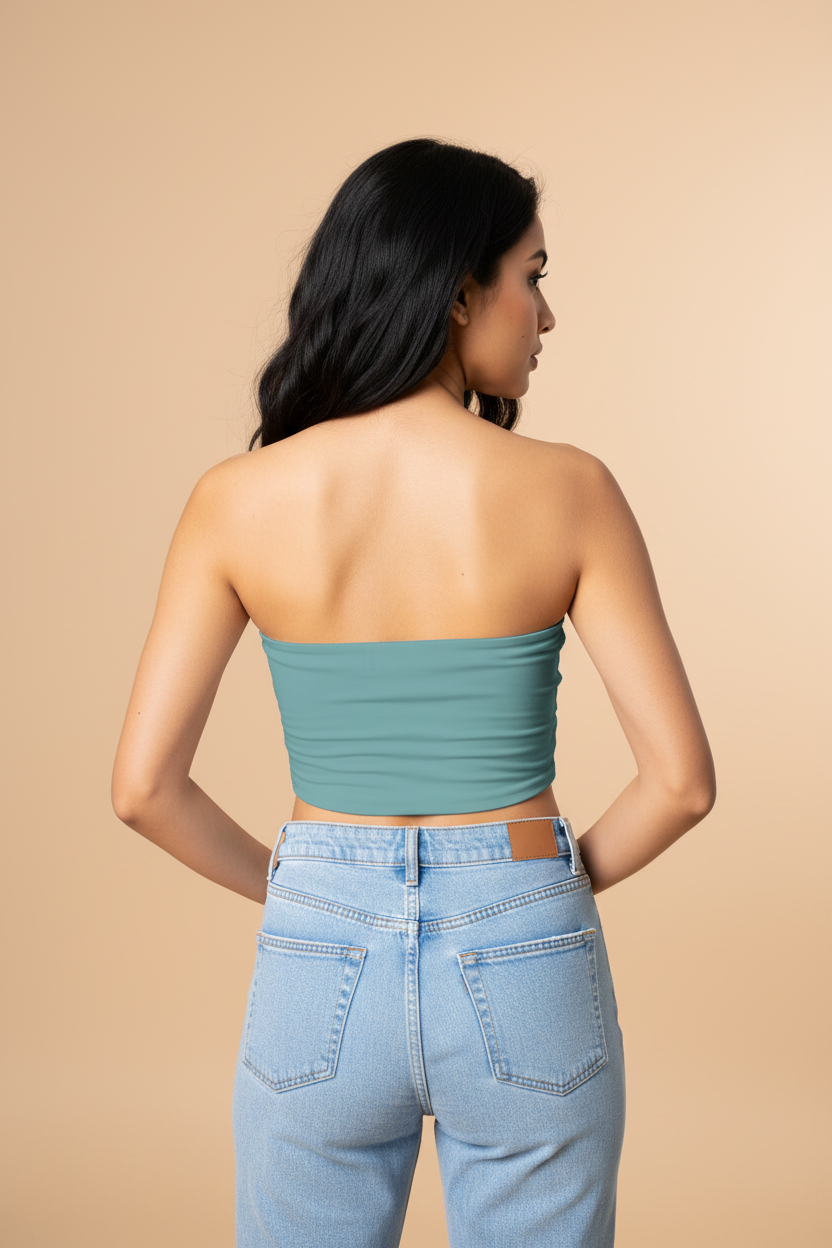 Snuggle Spot Dark Cadet Blue Women’s Tube Top | Bandeau Top – Stylish, Stretchable & All Season Ready