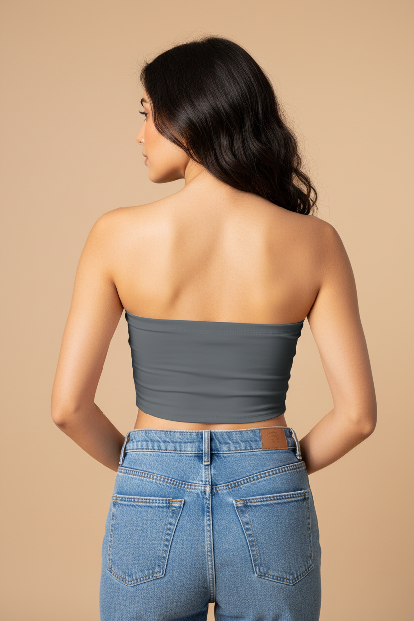 Snuggle Spot Davy Grey Women’s Tube Top | Bandeau Top – Stylish, Stretchable & All Season Ready