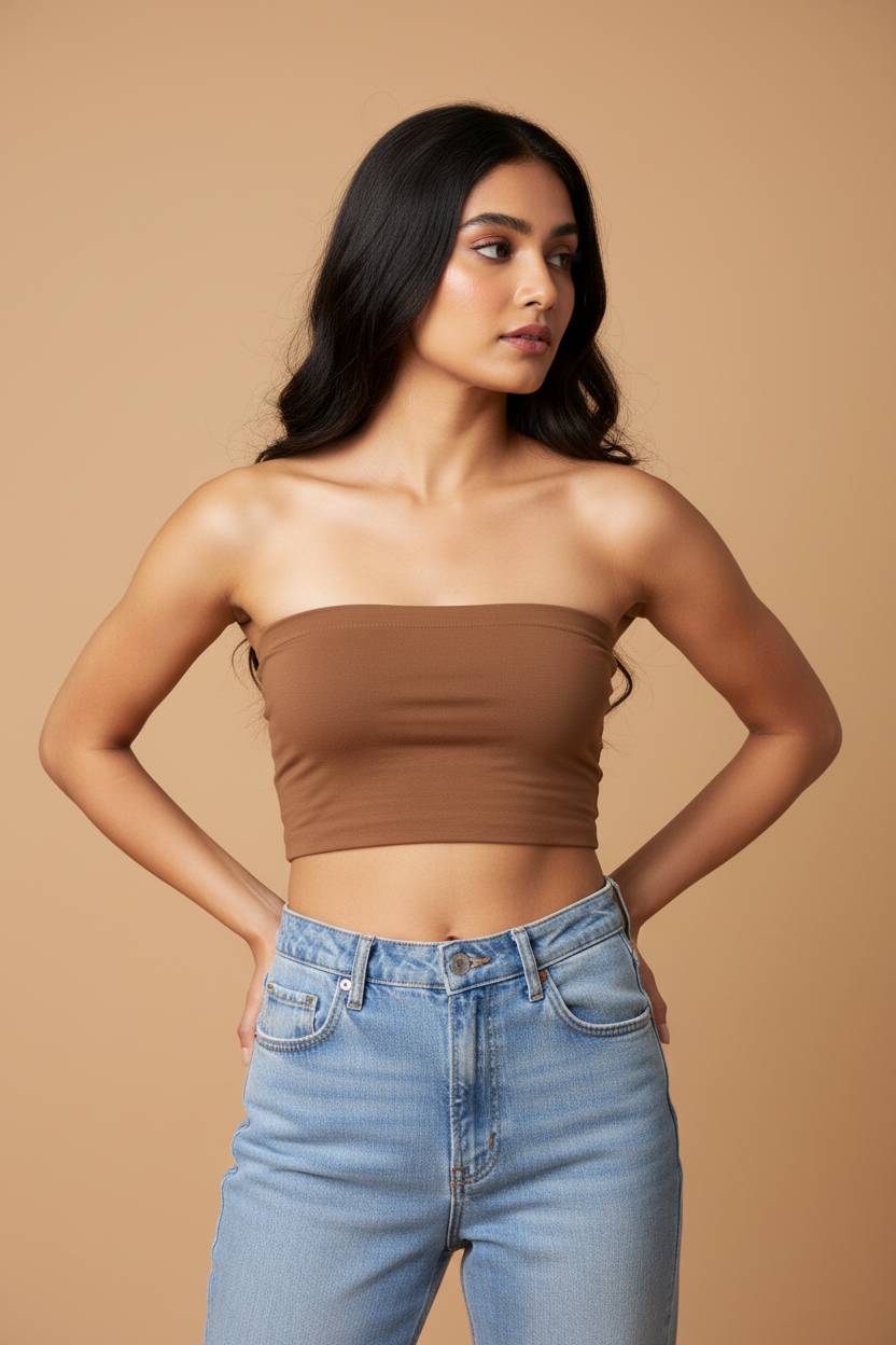 Snuggle Spot Milk Chocolate Women’s Tube Top | Bandeau Top – Stylish, Stretchable & All Season Ready