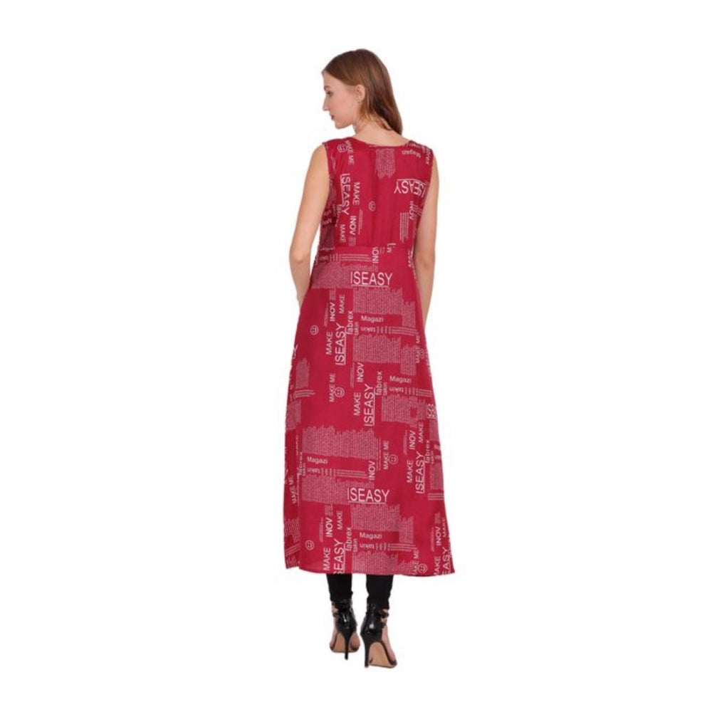 Snuggle Spot Women's Casual Crepe Sleeveless Slit Dress (Maroon)
