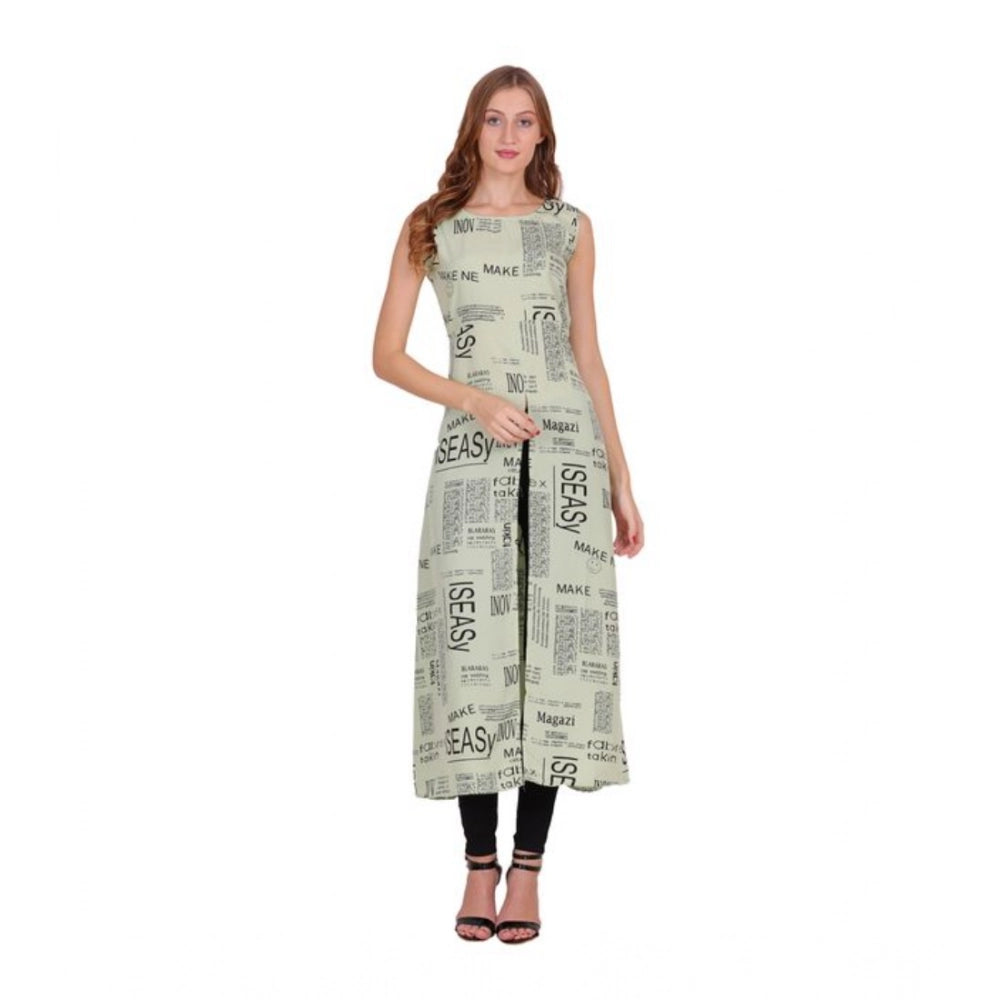 Snuggle Spot Women's Casual Crepe Sleeveless Slit Dress (Light Green)