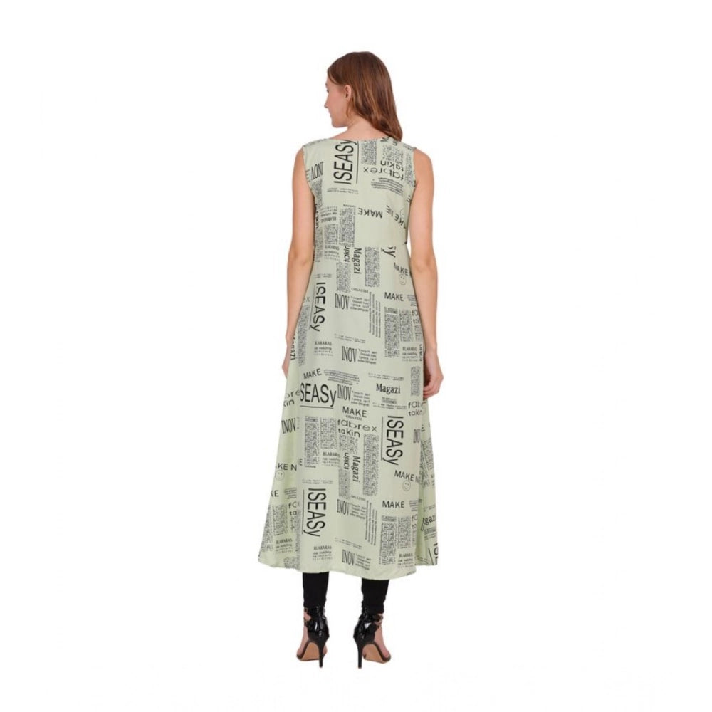 Snuggle Spot Women's Casual Crepe Sleeveless Slit Dress (Light Green)