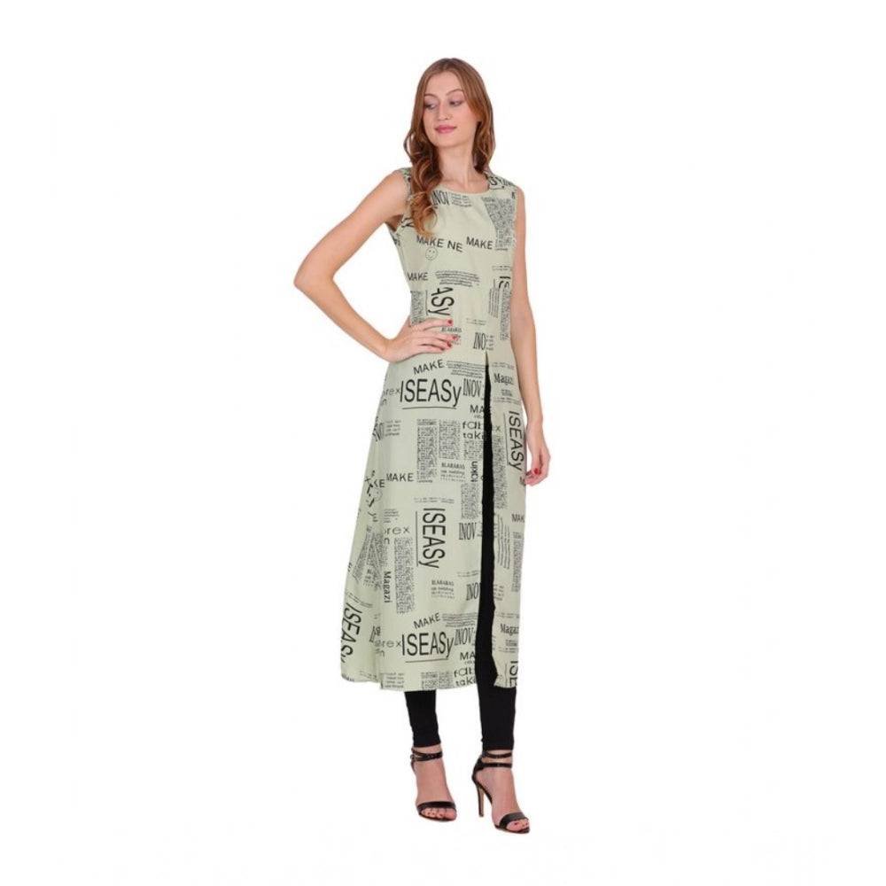 Snuggle Spot Women's Casual Crepe Sleeveless Slit Dress (Light Green)