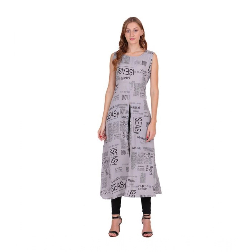 Snuggle Spot Women's Casual Crepe Sleeveless Slit Dress (Light Grey)