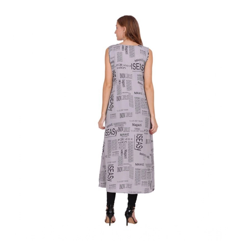 Snuggle Spot Women's Casual Crepe Sleeveless Slit Dress (Light Grey)