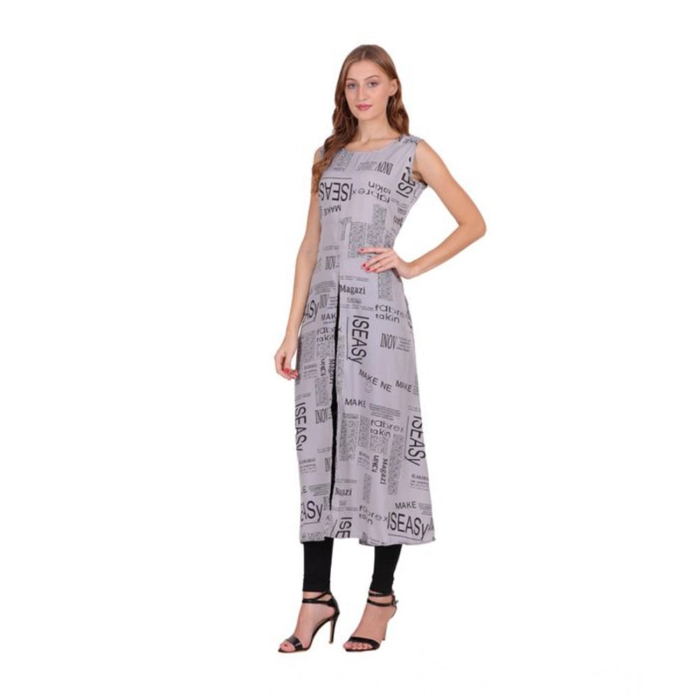 Snuggle Spot Women's Casual Crepe Sleeveless Slit Dress (Light Grey)