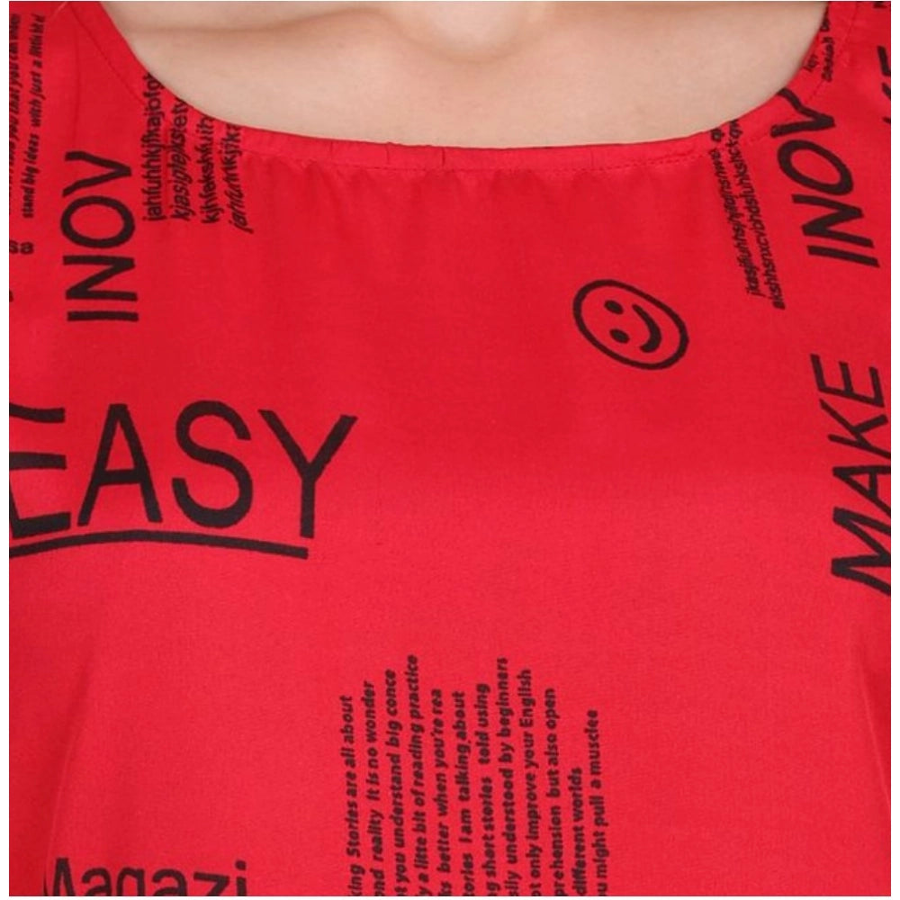 Snuggle Spot Women's Casual Crepe Sleeveless Slit Dress (Red)