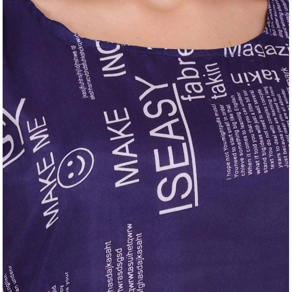 Snuggle Spot Women's Casual Crepe Sleeveless Slit Dress (Navy Blue)