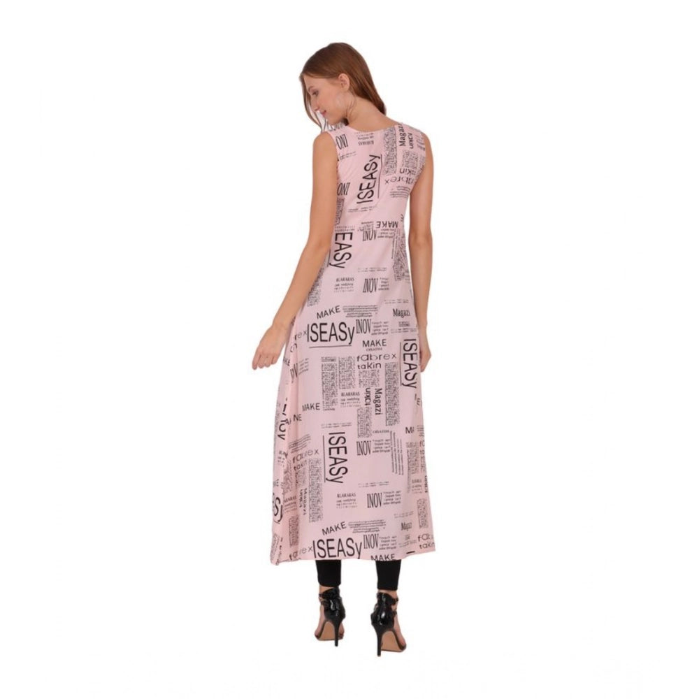 Snuggle Spot Women's Casual Crepe Sleeveless Slit Dress (Light Pink)