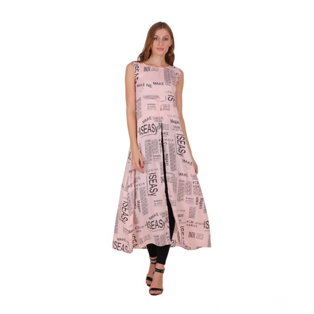 Snuggle Spot Women's Casual Crepe Sleeveless Slit Dress (Light Pink)