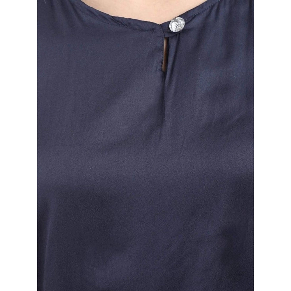Snuggle Spot Women's Casual Crepe Sleeveless Jump Suit (Navy Blue)