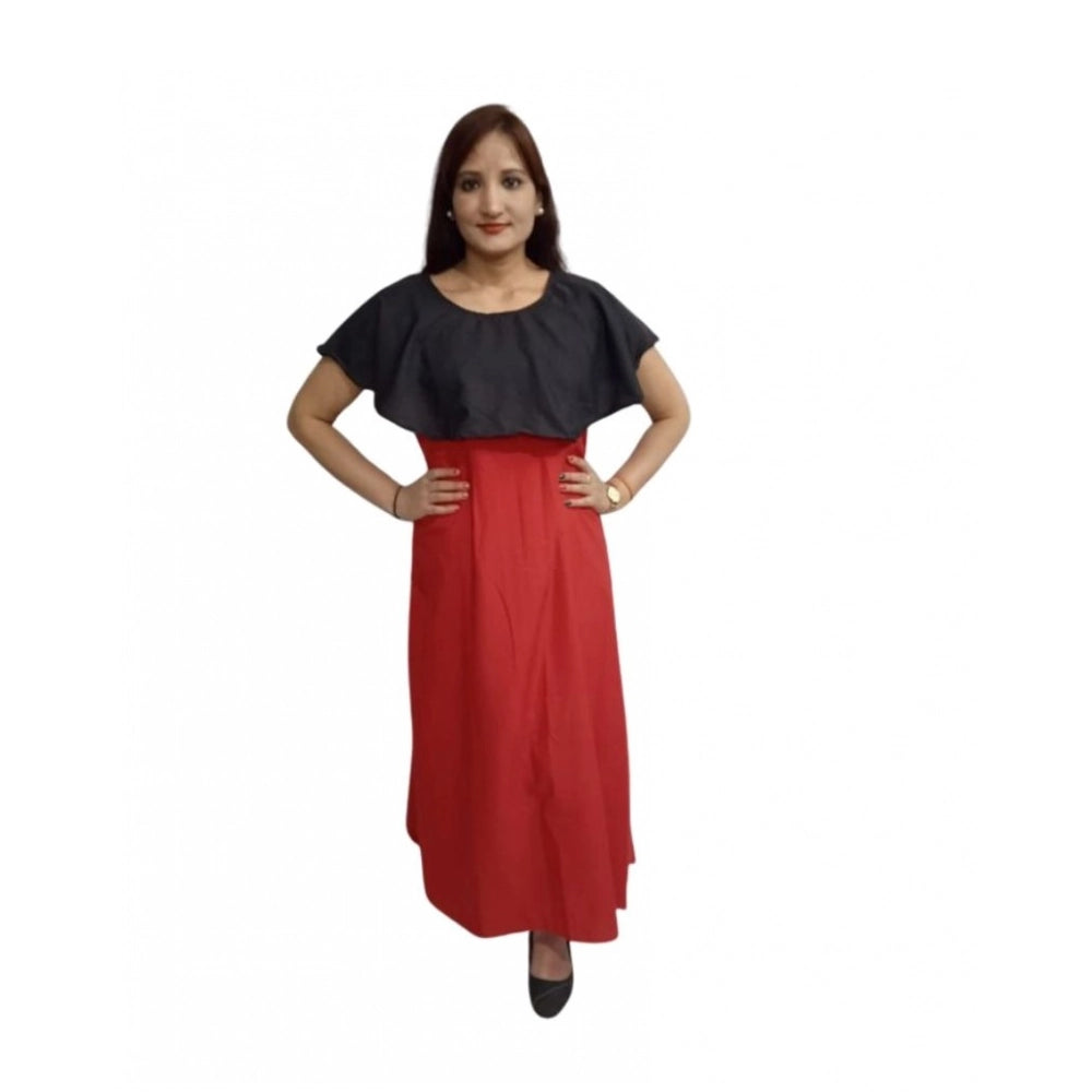 Snuggle Spot Women's Casual Crepe Cape Sleeve Dress (Black)