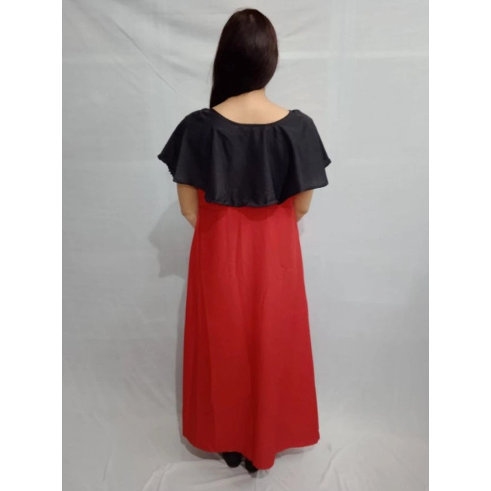 Snuggle Spot Women's Casual Crepe Cape Sleeve Dress (Black)