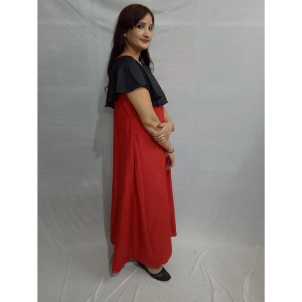 Snuggle Spot Women's Casual Crepe Cape Sleeve Dress (Black)