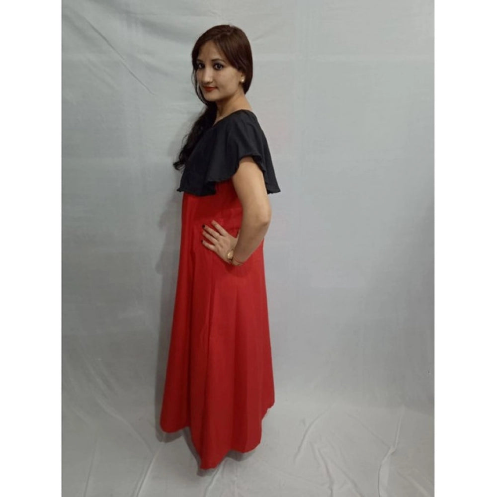 Snuggle Spot Women's Casual Crepe Cape Sleeve Dress (Black)