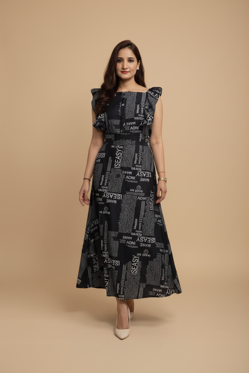 Snuggle Spot Women's Casual Crepe Sleeveless Dress (Black)
