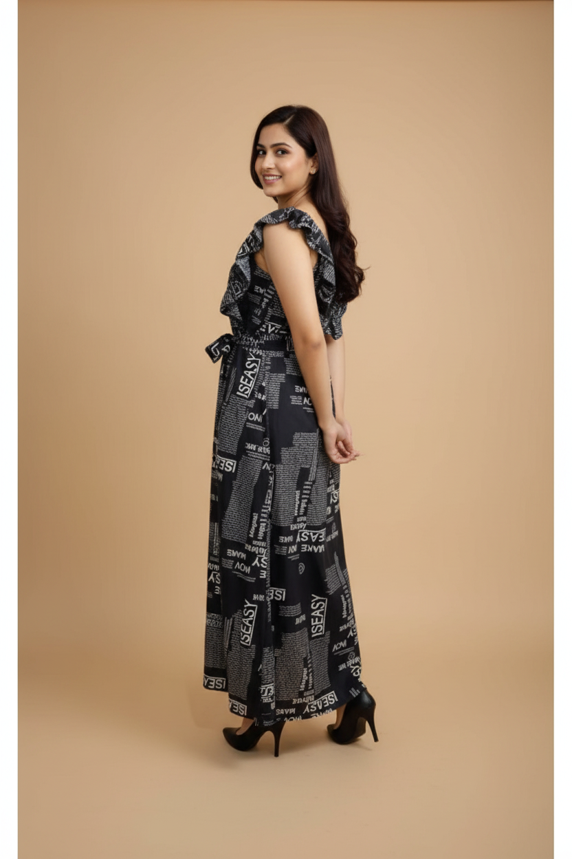Snuggle Spot Women's Casual Crepe Sleeveless Dress (Black)