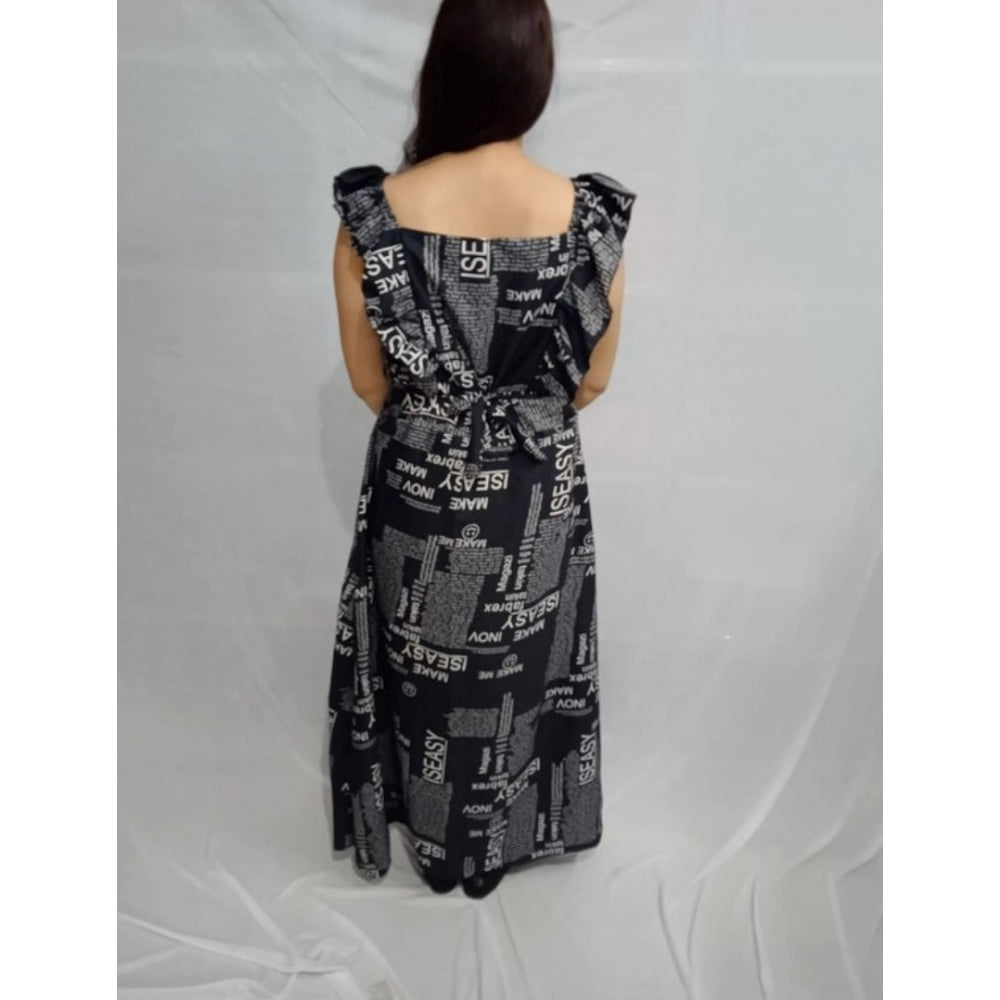 Snuggle Spot Women's Casual Crepe Sleeveless Dress (Black)