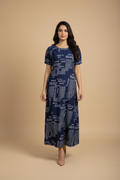 Snuggle Spot Women's Casual Crepe Half Sleeves Dress (Blue)