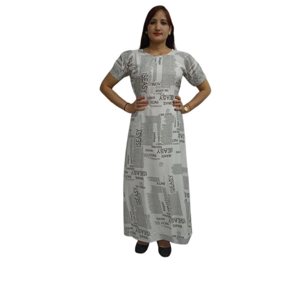 Snuggle Spot Women's Casual Crepe Half Sleeves Dress (White)