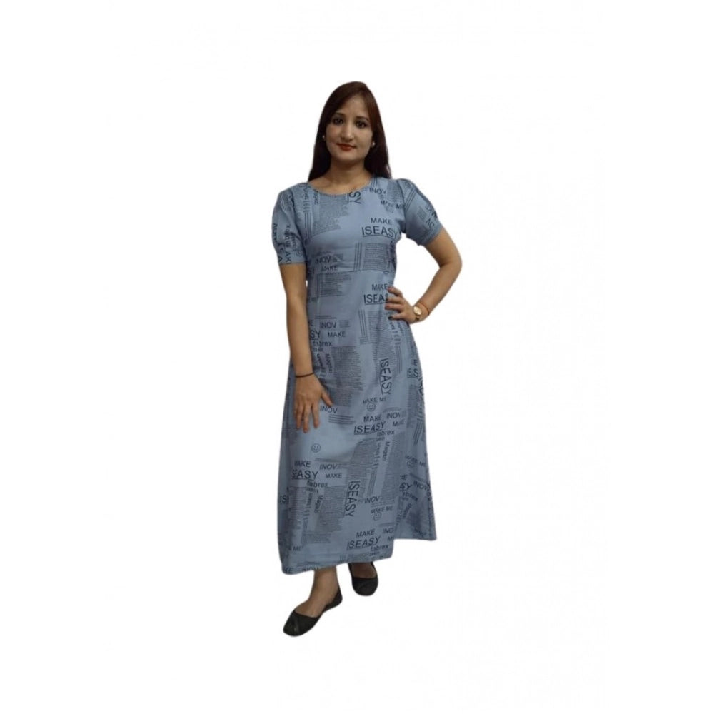 Snuggle Spot Women's Casual Crepe Half Sleeves Dress (Grey)