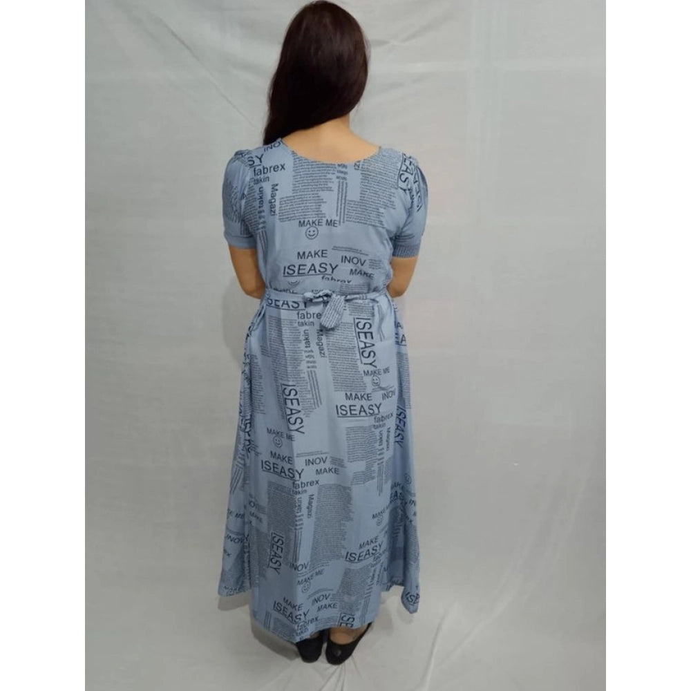 Snuggle Spot Women's Casual Crepe Half Sleeves Dress (Grey)