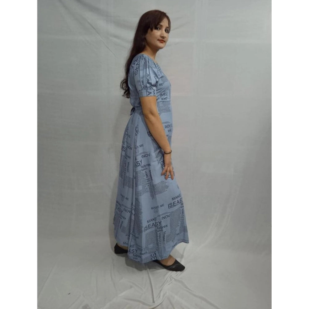 Snuggle Spot Women's Casual Crepe Half Sleeves Dress (Grey)