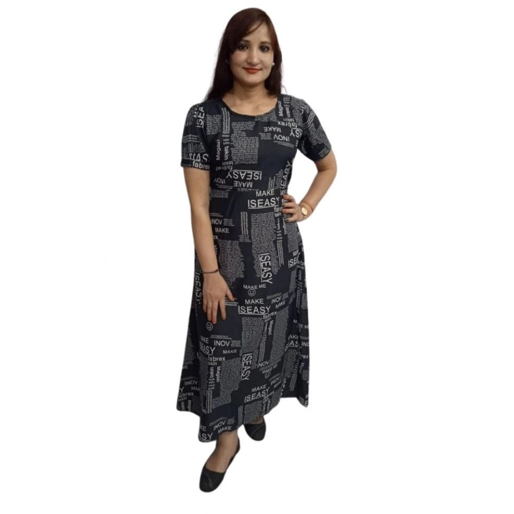 Snuggle Spot Women's Casual Crepe Half Sleeves Dress (Black)