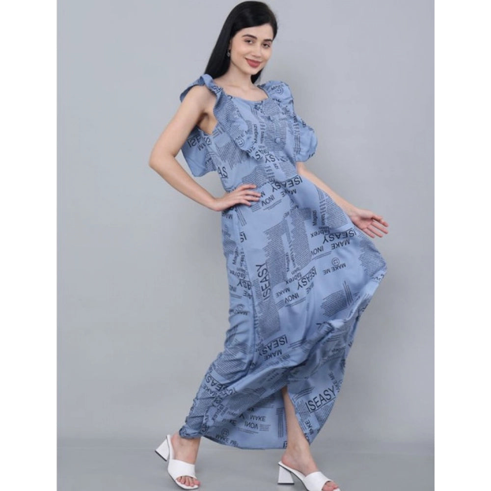 Snuggle Spot Women's Casual Crepe Sleeveless Dress (Grey)