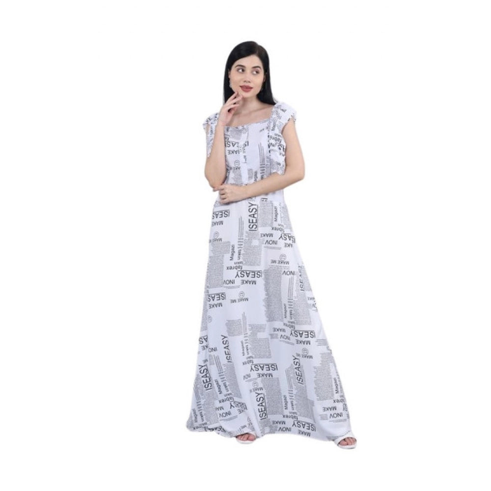 Snuggle Spot Women's Casual Crepe Sleeveless Dress (White)