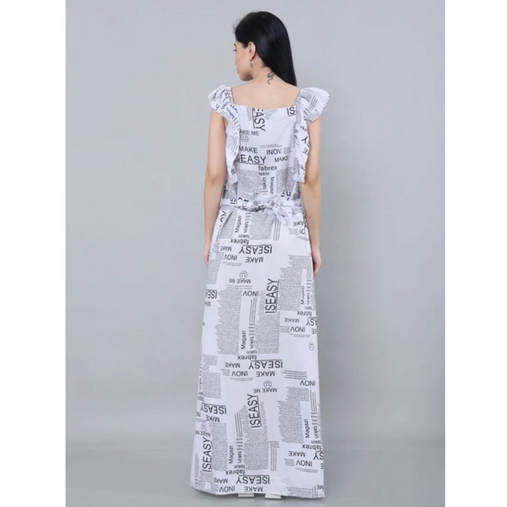 Snuggle Spot Women's Casual Crepe Sleeveless Dress (White)