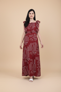 Snuggle Spot Women's Casual Crepe Sleeveless Dress (Maroon)