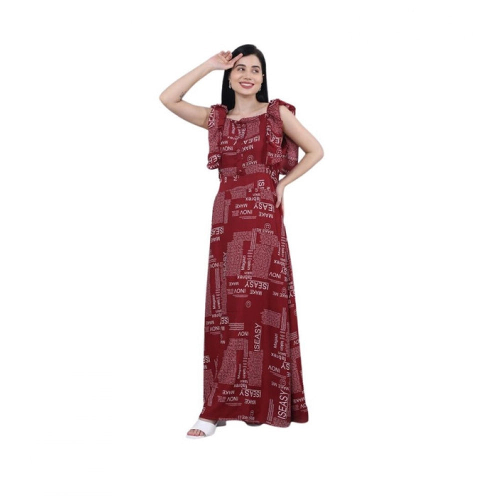 Snuggle Spot Women's Casual Crepe Sleeveless Dress (Maroon)