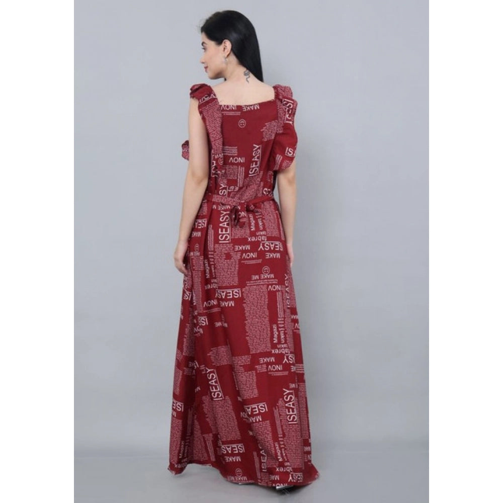 Snuggle Spot Women's Casual Crepe Sleeveless Dress (Maroon)