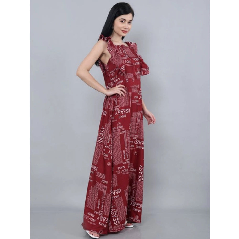 Snuggle Spot Women's Casual Crepe Sleeveless Dress (Maroon)