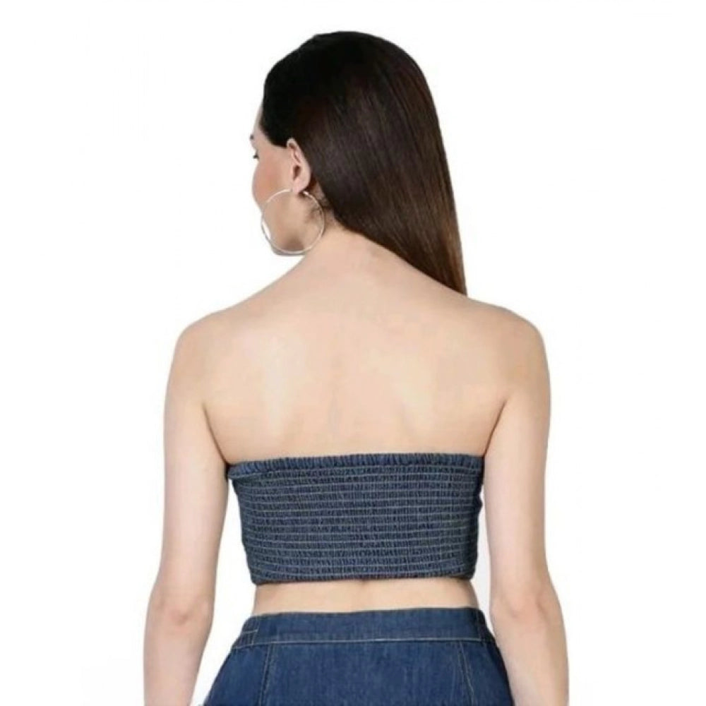 Snuggle Spot Women's Casual Denim Sleeveless Bluster Top (Blue)
