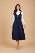 Snuggle Spot Women's Casual Denim Sleeveless Dress (Blue)