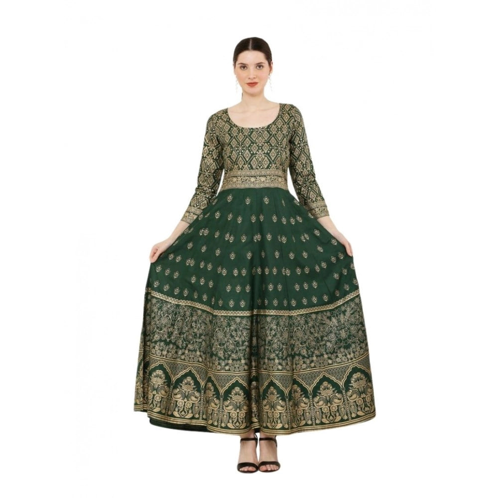 Snuggle Spot Women's Casual Rayon 3-4th Sleeves Anarkali Kurti (Green)